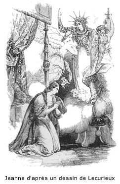 Jeanne et ses voix d'après un dessin de Lecurieux