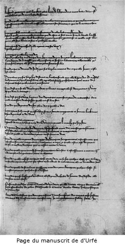Page du manuscrit de d'Urfé